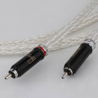 Coppia Cavi RCA HiFi 2m, 8 AWG, Intrecciati, Connettori Placcati Argento, Bianchi