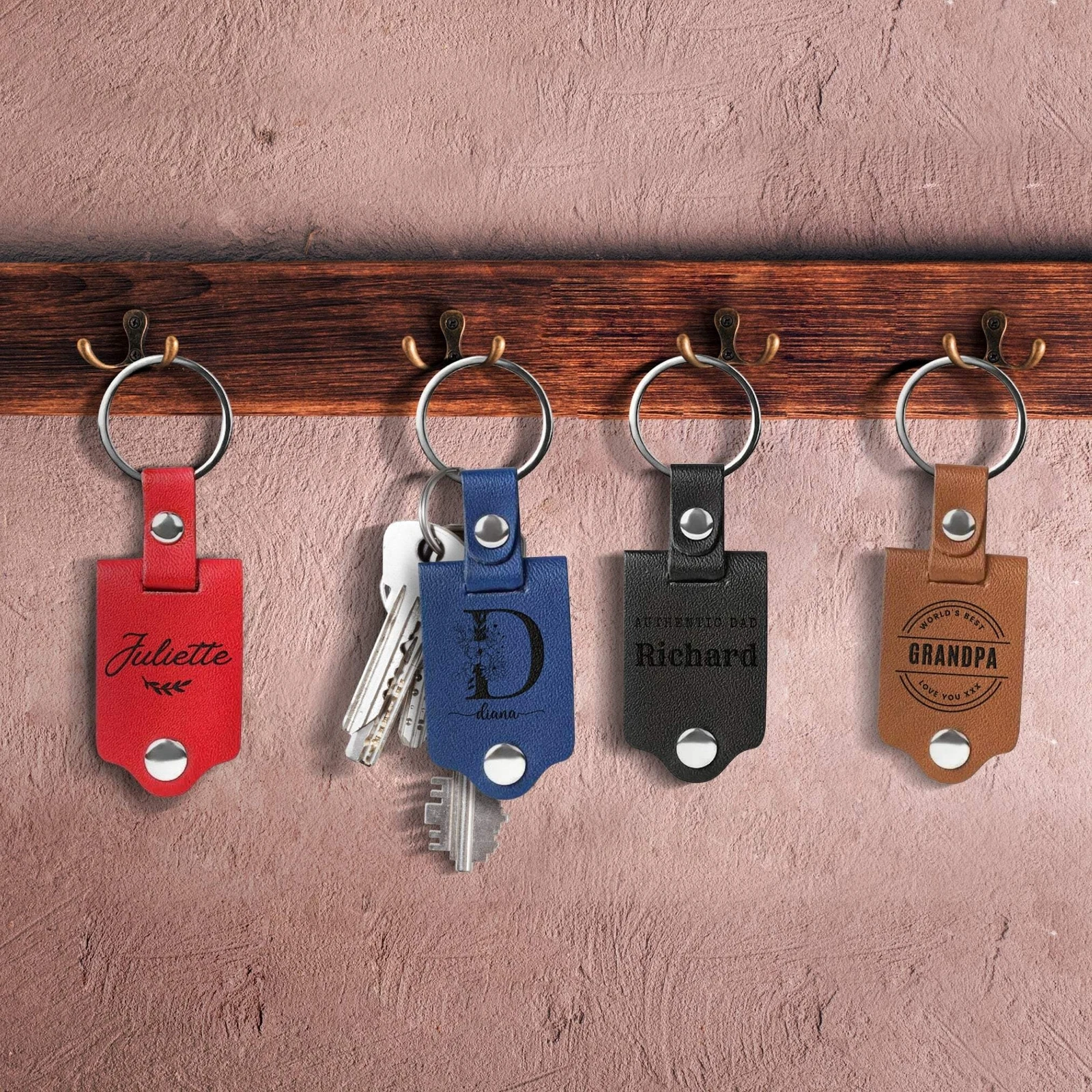 Personalised Photo & Message Leather Keychain