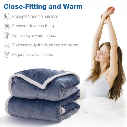 Flannel Blanket Winter Warm Reversible Twin Queen Size Plush Sofa Bed Blankets - Picture 29 of 55