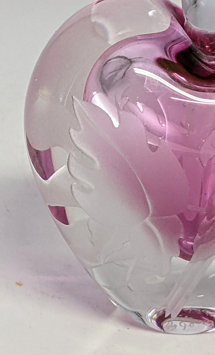 Etched Parrot Heart shape Perfume Bottle Phyllis Polito Zellique