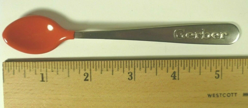 GERBER Lote de 6 cucharas bebé punta suave Hechas en EE. UU. Inoxidable Rojo Azul Envío Gratis Foto 4 de 4