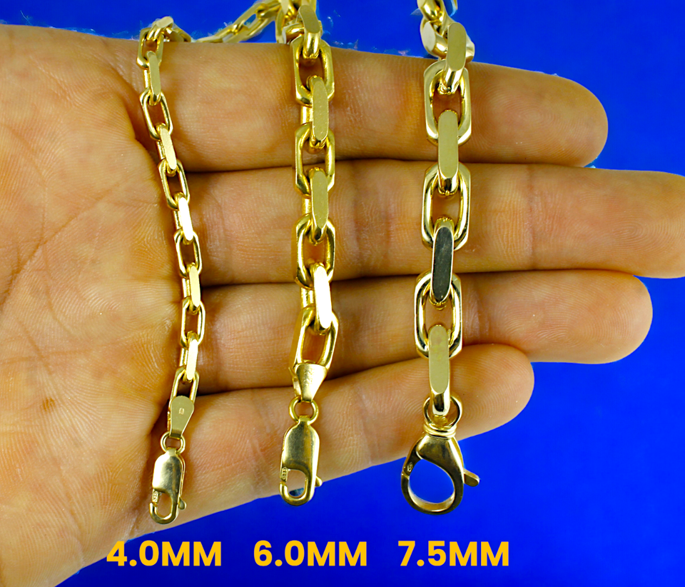 14K Yellow Gold SOLID Rolo Cable Link Chain Necklace Real 1.5mm-7.5mm ...