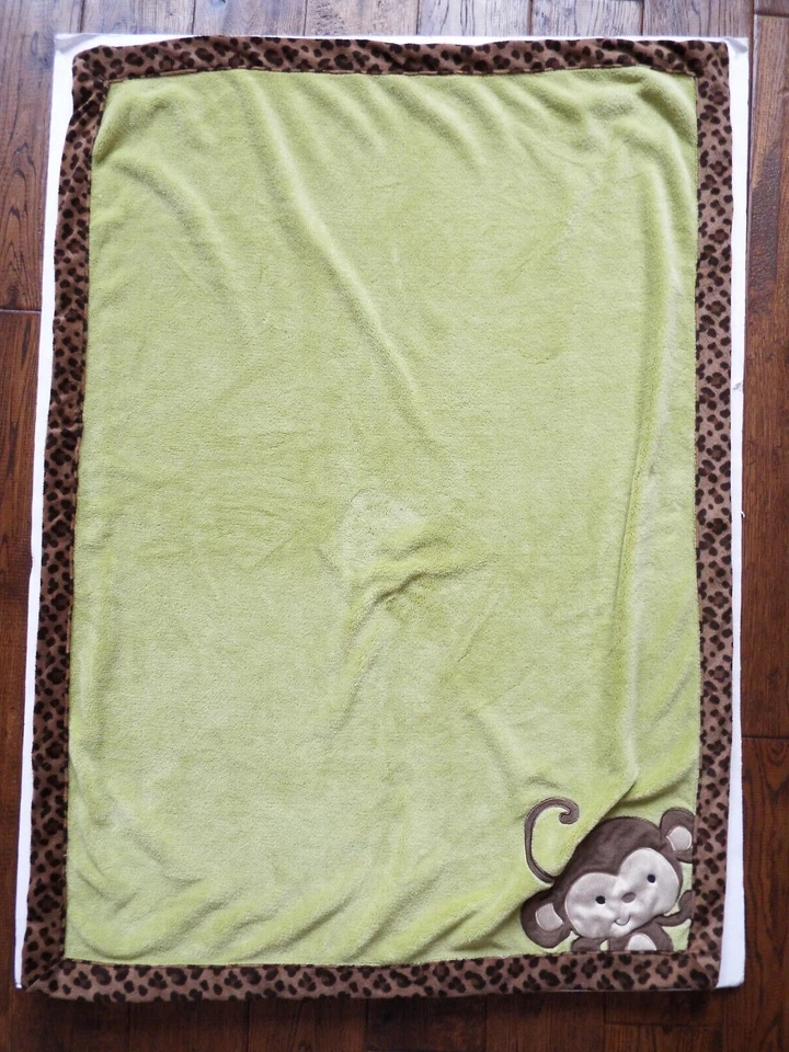 Детское одеяло Nojo с зеленым и коричневым леопардовым принтом в виде обезьяны 30x40"" - Изображение 4 из 4