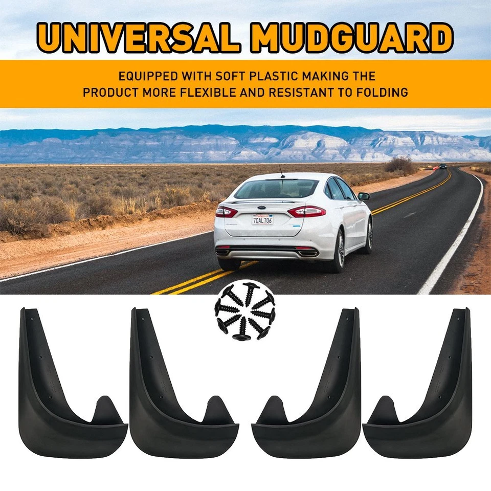 4PCS Car Mudflaps Splash Guards Front Rear Mud Flaps UnivEersal Accessories Auto - Image 4 of 4