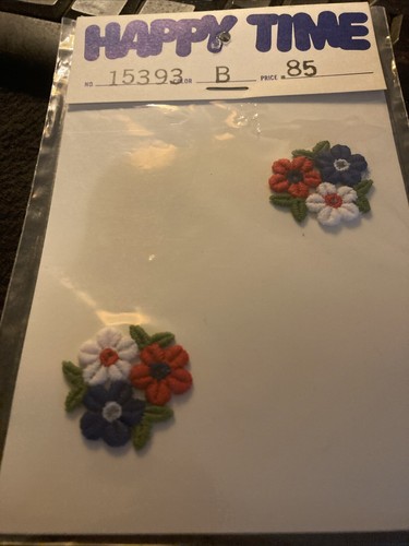 Vintage Appliqués Embroidered Flowers 2 Packs Patches Happy Time - Picture 3 of 3
