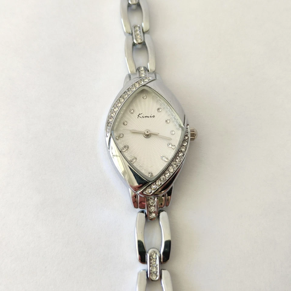 NOS Kimio Silver Tone Pave Crystal Quartz Ladies Watch Bracelet KW6010S - Image 2 of 4