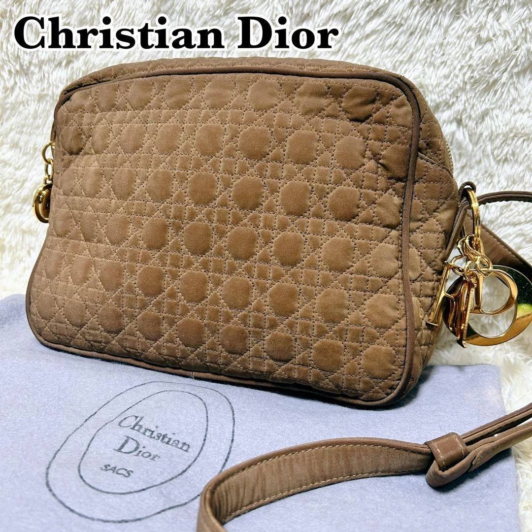 Sac bandoulière Christian Dior toile dorée quincaillerie marron expédié du Japon