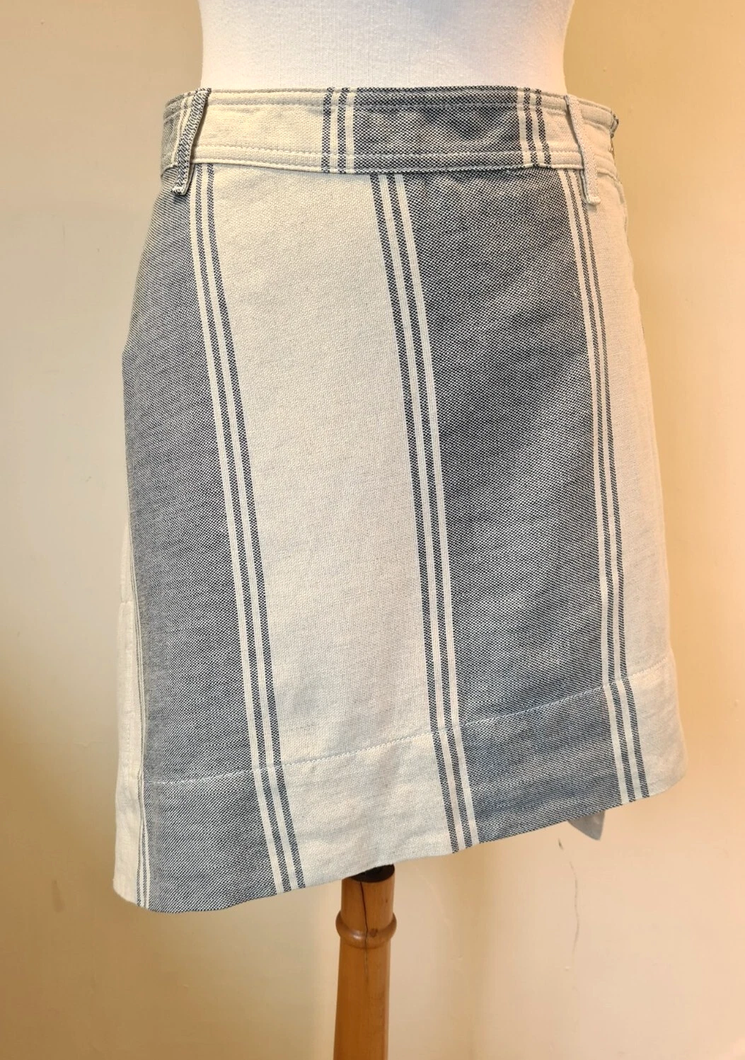 Vivienne Westwood Infinity Skirt Size 8 Linen Cotton Blue Stripe Anglomania New