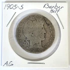 1905-S Barber Half Dollar AG 90% Silver Better Date US Coin