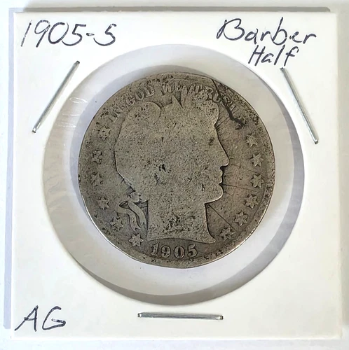 1905-S Barber Half Dollar AG 90% Silver Better Date US Coin