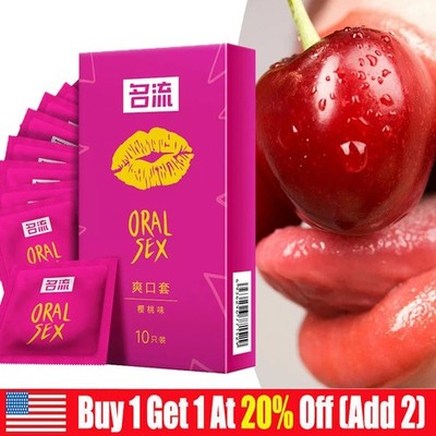 10~50PCS Oral Sex Condoms Cherry Flavor Latex Condones Sleeve Blowjob Sleeve