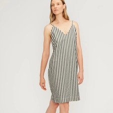 Everlane The Poplin Slip Dress Women's Size 00 in Bone/Black
