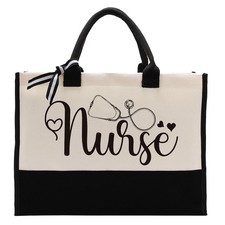Nurse Canvas Tote Bag, Cotton Canvas Tote for Women, Gift for Future Nurse, N...
