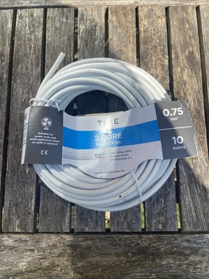 2-ADRIG ELEKTRO FLEX RUNDKABEL KABEL 0,75mm 10m weiß