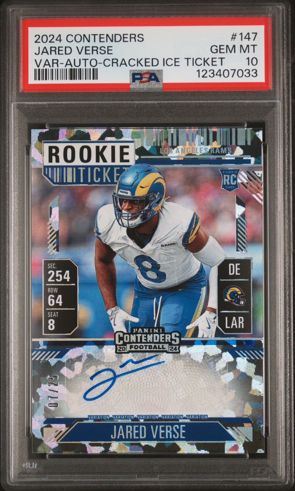 Jared Verse Panini Contenders #147 Variation-Autograph-Cracked Ice Ticket