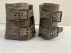 Military Leather Combat Boot Gaiters 8 1/2 E, Double Brass RAU Buckles WW2?
