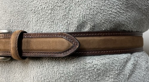 Columbia Men’s Sz 36/90 Brown Leather Silver Hardware Belt 11CO0221 Two-Toned - Picture 5 of 13