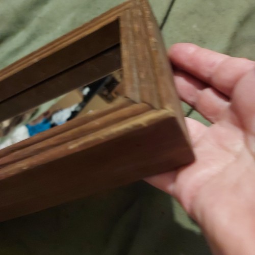 Vintage Small Rectangular Wall Mirror Thick Wood Frame 13"x 5" Narrow Accent - Picture 17 of 20