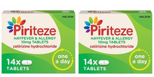 Image of 2 x Piriteze Allergy Tablets - Hayfever& Allergy 10mg - 14Tablets Total 28