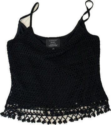 Carmen Marc Valvo Black Brand New with Tags Beaded Tank Top   Size Small