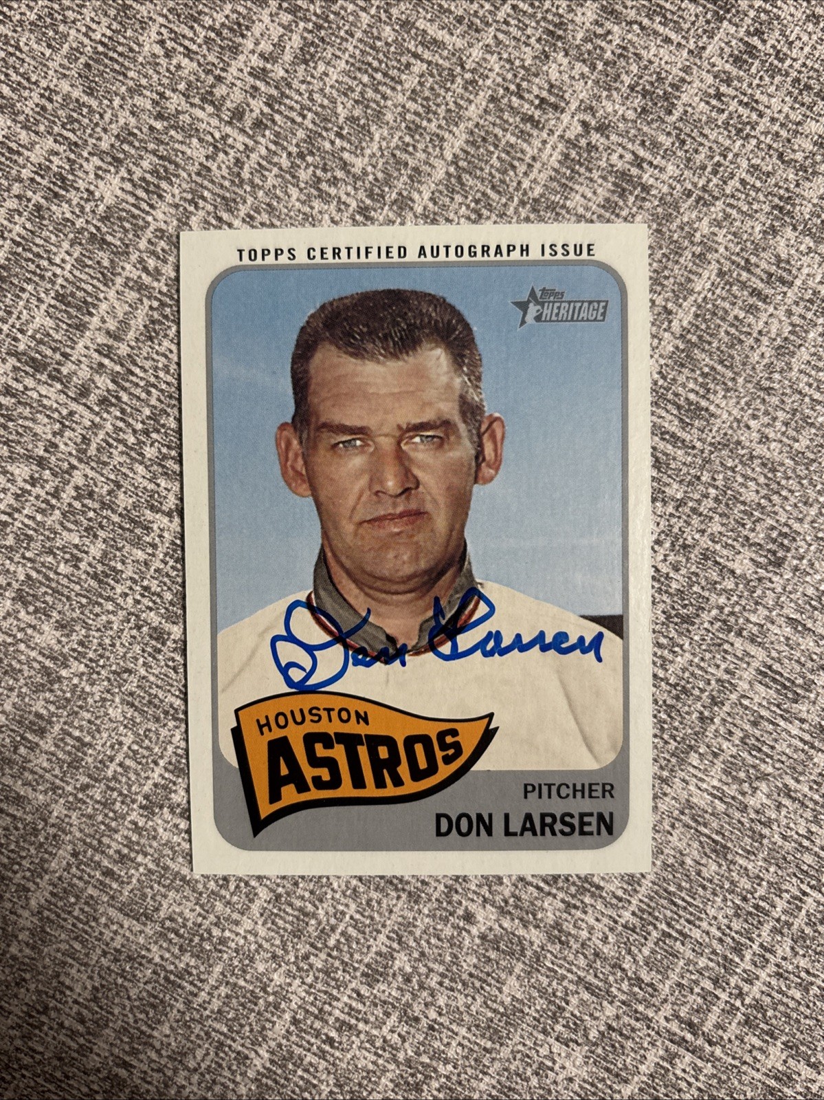 Don Larsen 2014 Topps Heritage Real One Blue Auto #ROA-DL Astros Yankees