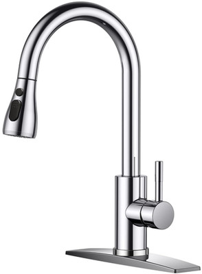 Grifo de cocina cromado con rociador extraíble, arco alto y una manija, Nuevo