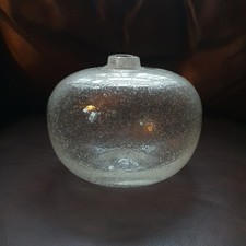 Modern Vase Decorative Frothy Clear Glass Hand Blown Heavy