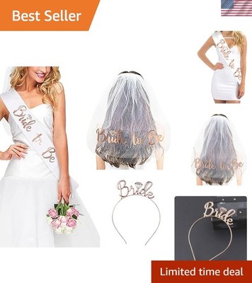 Memorable Bachelorette Party Essential: Rose Gold Bride to Be Sash, Tiara & Veil
