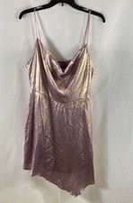 Urban Outfitters Women's Purple Metallic Cowl Neck Asymmetric Mini Dress Sz L