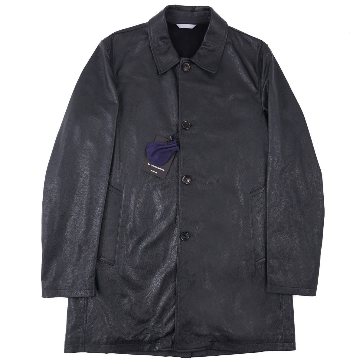 Hettabretz Soft Grained Black Deerskin Leather 3/4 Length Coat M (Eu 50) NWT