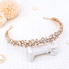 Crystal Wedding Headband Women Bridal Hair Accessories Rhinestone Prom Gold