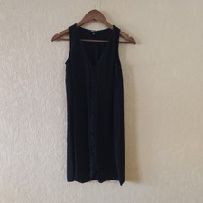 Madewell Black Button Front Viscose Sleeveless Mini Dress V-neck Sz XS