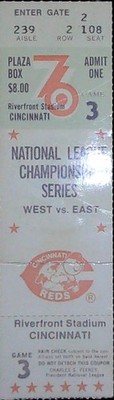 Cincinnati Reds Sweep NLCS Playoffs Game 3 MLB Ticket Stub Riverfront  10/12/176