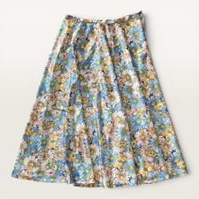 Vintage 1970s Butterfly Daisy Floral Midi Skirt Cottagecore Boho Retro Spring XS
