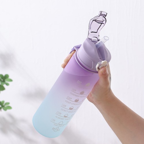 900ML Sports Water Bottle with Time Marker Leak-proof Cup Motivational Portable  - Picture 5 of 12