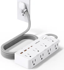 Power Strip Surge Protector - Multi Plug Outlet Adapter with 8 Widely... 