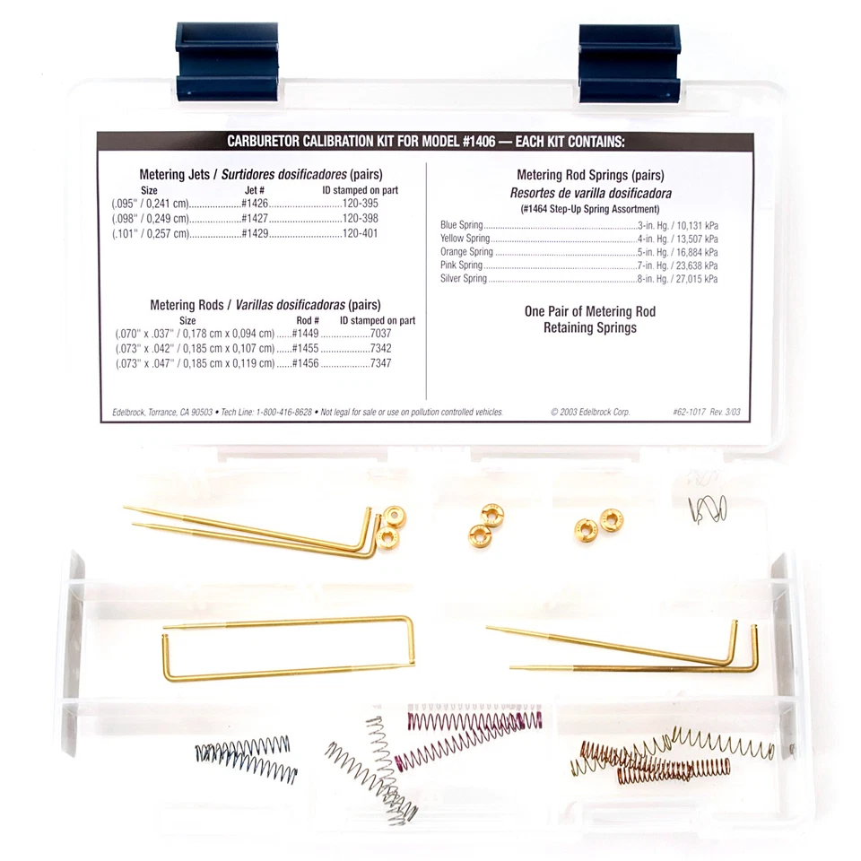 Edelbrock Carburetor Calibration Kit Fits 1977 Ford Ranchero - Image 2 of 4