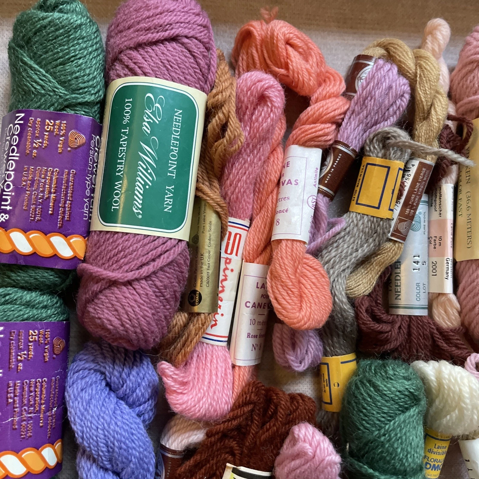 Lot 60 Vintage Wicking Yarn Crewel Embroidery Thread Cards Cross Stitch 15 Oz image 2