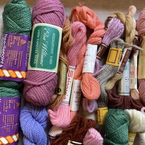 Lot 60 Vintage Wicking Yarn Crewel Embroidery Thread Cards Cross Stitch 15 Oz image 2