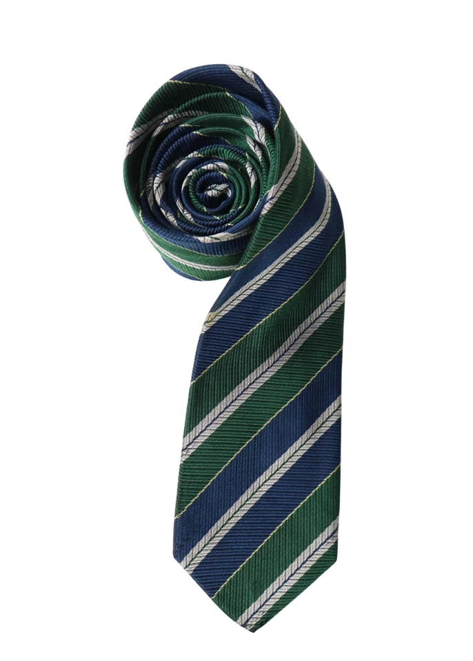 Corbata ENRICO COVERI para hombre talla única verde/azul a rayas en punta seda pura Foto 2 de 4