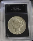 1925 US Peace Silver Dollar $1 Nice AU (Cleaned) Bradford Slab