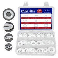 240Pcs White Flat Washers Spacers  9 Sizes Flat Washers Assortment Kit,M5 M6 M8 M