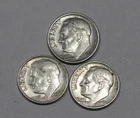 Lot of 3 - 1960-P, 1961-P and  1963-D  ROOSEVELT Dimes - 90% Silver - NR