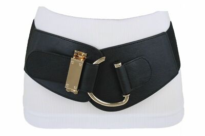 1415 Western Belt For Women Gold Buckle Elastic Waist Belts Dress Black Western Belts for Women - Gold Buckle Black Belt - Western  main image 4