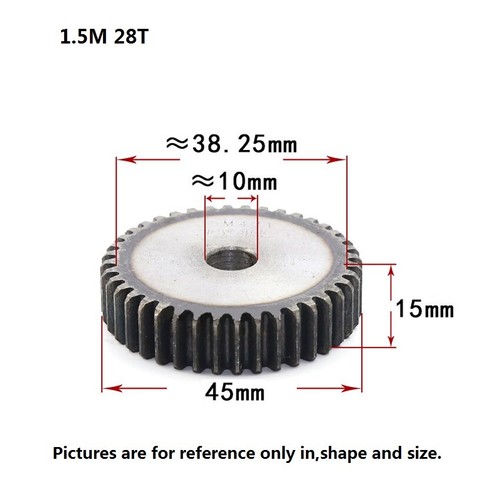 1.5 Modulu 12-100Tooth Spur Gears pitch 4.71mm 45# Steel Pinion Motor Drive Gear - Picture 24 of 80