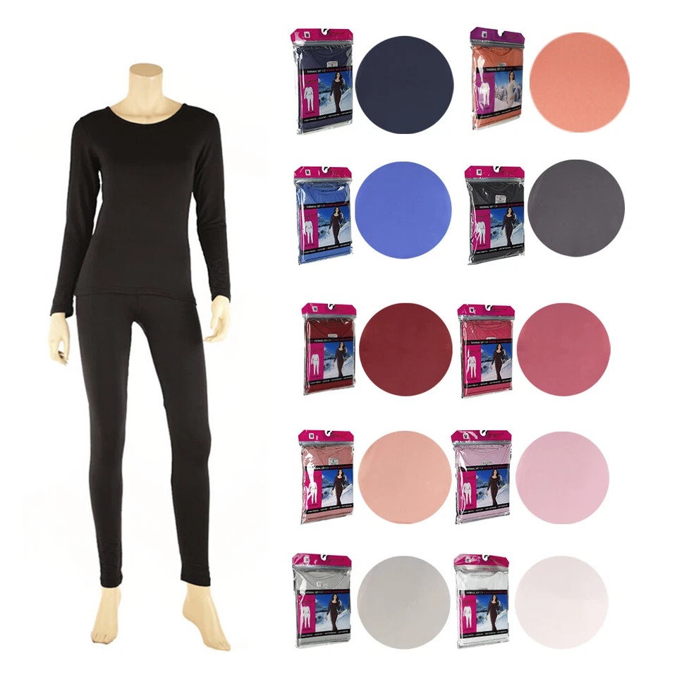 Therma Tek Womens Thermal Underwear Microfiber Fleece Long Johns Top & Pant Set
