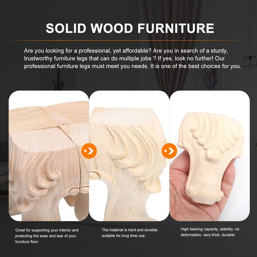 4 Pcs Solid Wood Furniture Wooden Feet Sofa Leg Replacement Legs - Picture 7 of 12