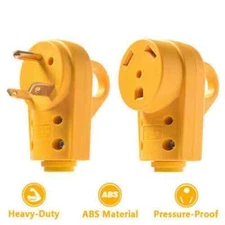 30 Amp RV Plug Male and Female Plug Set Yellow Camper Plug Electrical 125V