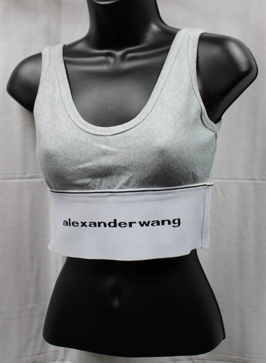 Alexander Wang Logo Elastic Bra Gray Size Medium