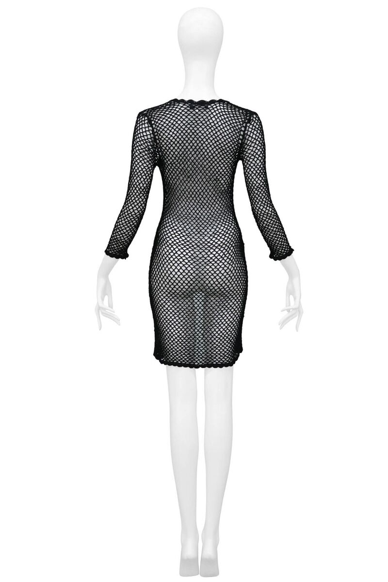 VINTAGE DOLCE & GABBANA BLACK CROCHET FISHNET CARDIGAN DRESS VINTAGE DOLCE & GABBANA BLACK CROCHET FISHNET CARDIGAN DRESS